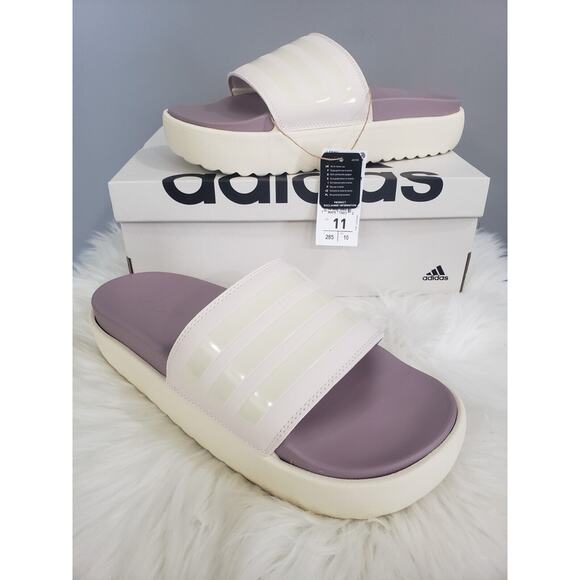 NEW SIZE 11‎ Adidas Adilette Platform Slides Putty Mauve / Wonder White (IF1620) - Picture 1 of 7